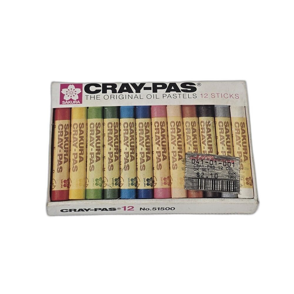 Cray-pass Oil Pastels 12 Sticks Sakura Made In Japan #51500 Drawing Art Vintage
